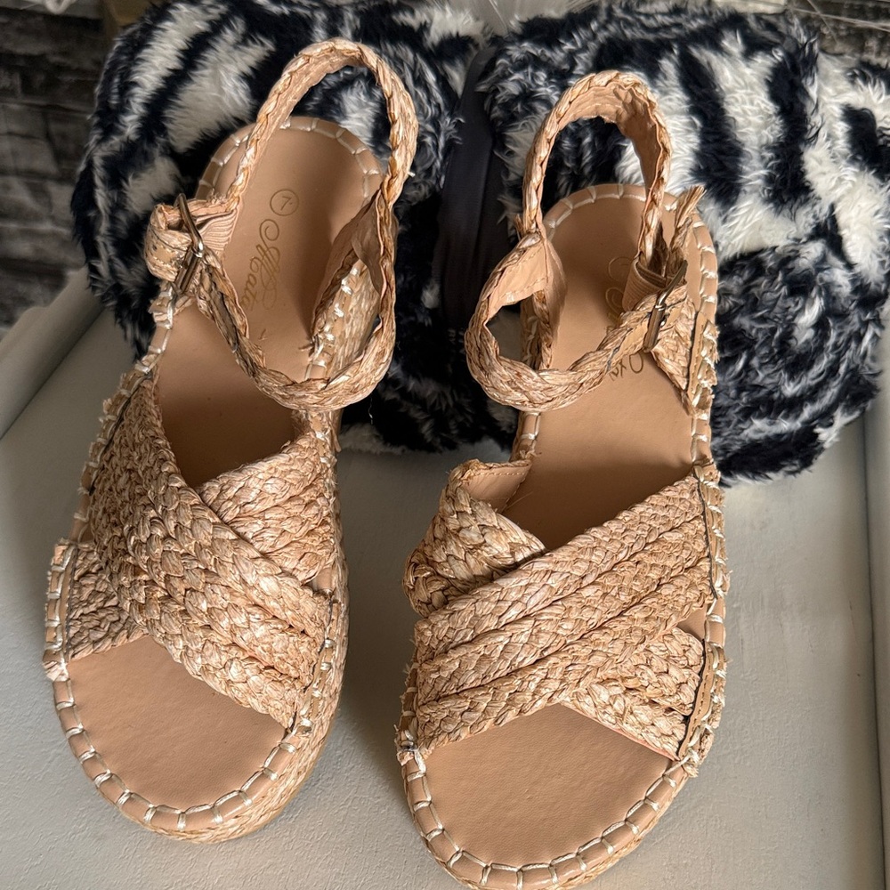 Woven Espadrille Platform Sandals - Neutral Tan